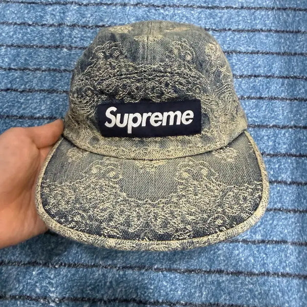 [BUNJANG] Supreme Bandana Jacquard Denim Camp Cap Blue / 슈프림 반다나 자카드 데님 캠프캡 블루 - 25SS