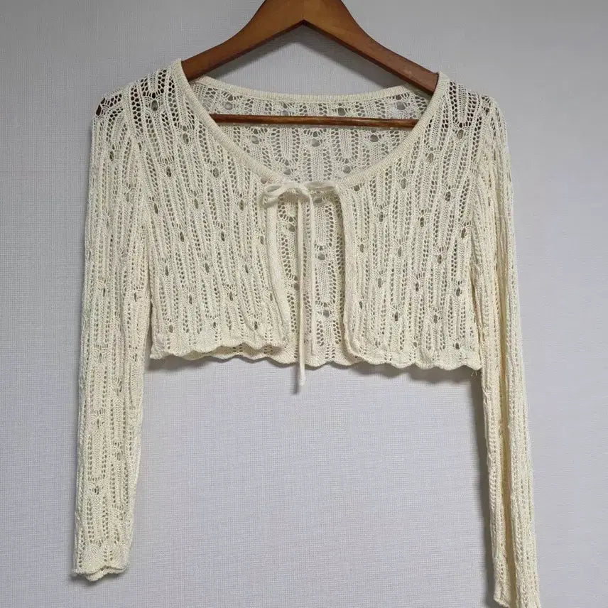 [BUNJANG] Crochet Cardigan Ivory Free Size / 크로셰 가디건 아이보리 F