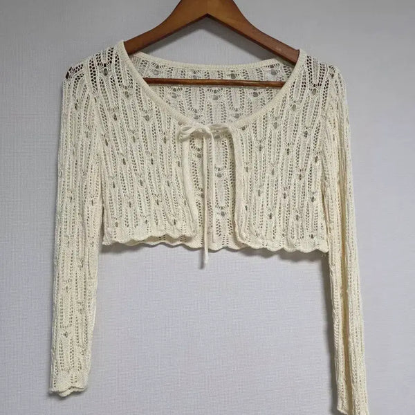 [BUNJANG] Crochet Cardigan Ivory Free Size / 크로셰 가디건 아이보리 F