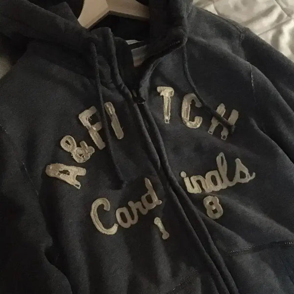 [BUNJANG] Abercrombie & Fitch Dark Grey Full-Zip Hoodie / 아베크롬비앤피치 후드집업 다크그레이