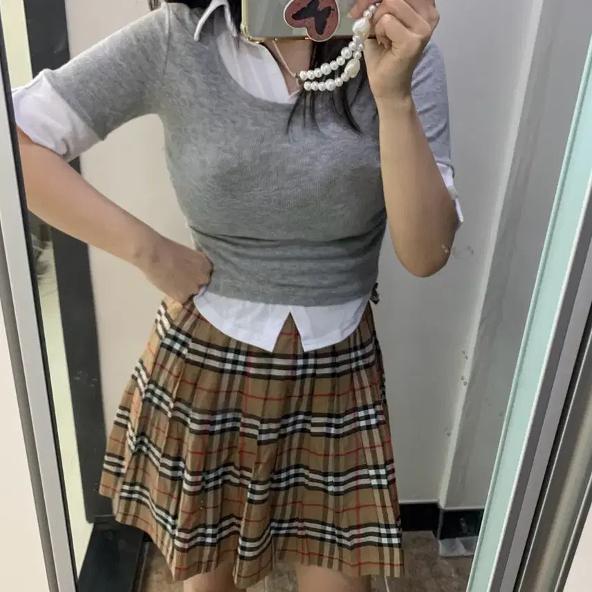 [BUNJANG] A-Line Pleated Checkered Skirt / 체크스커트 A라인스커트 주름스커트