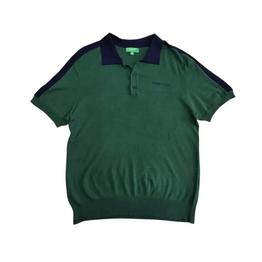 [BUNJANG] Benetton Short Sleeve Knit Polo T-Shirt / Benetton 베네통 반팔 카라 니트 티셔츠