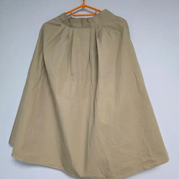 [BUNJANG] 100% Cotton Pleated Skirt - Beige / 베이지 면 100% 플리츠 스커트