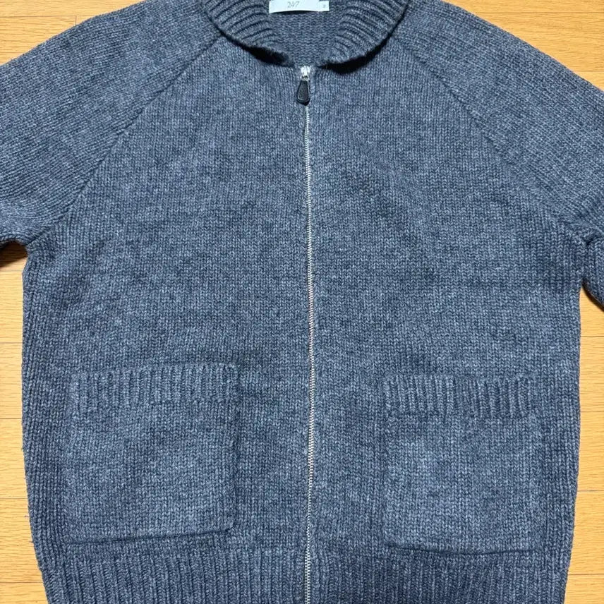 [BUNJANG] 24/7 Series Grey Zip-Up Knit Cardigan M / 24/7 시리즈 그레이 집업 니트 가디건 M