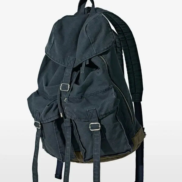 [BUNJANG] Partimento VTG Washed Cotton Backpack Navy / 파르티멘토 VTG 워시드 코튼 백팩 네이비