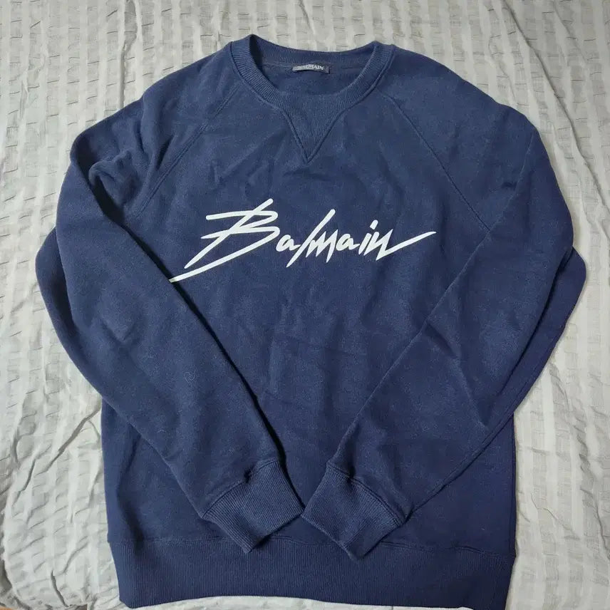 [BUNJANG] Balmain Navy Cotton Logo Sweatshirt / 발망 맨투맨