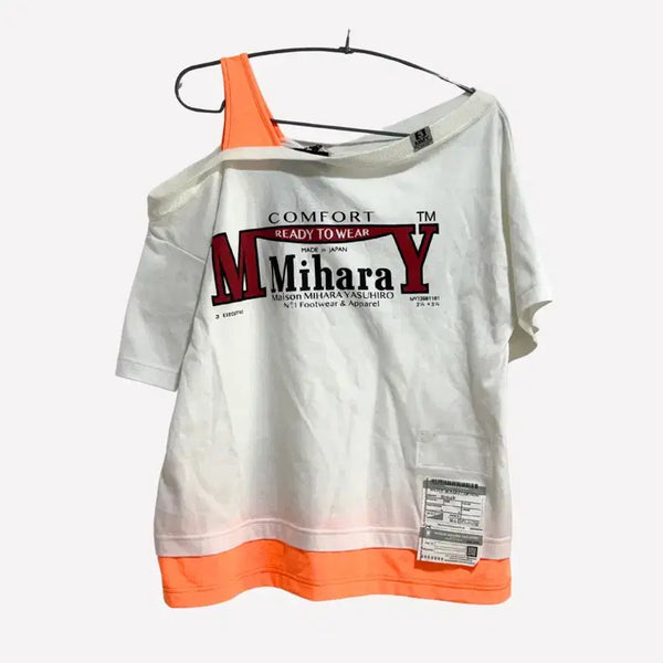 [BUNJANG] Mihara Yasuhiro White Orange Graphic T-Shirt / 미하라 야스히로 티셔츠 화이트 오렌지 티셔츠 M