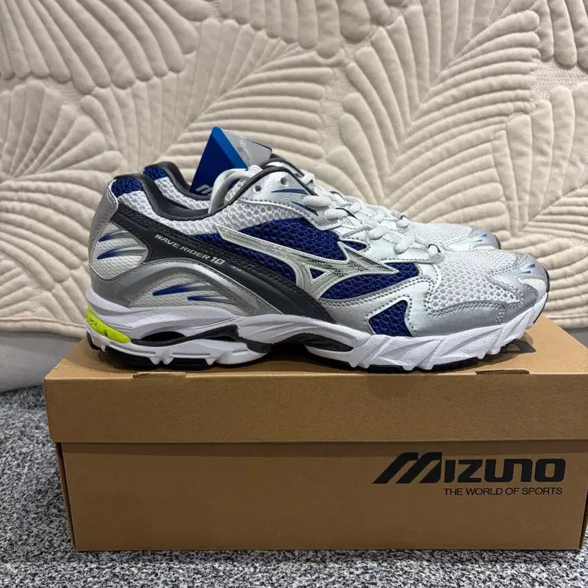 [BUNJANG] Mizuno Wave Rider 10 Running Shoes 270 White & Navy / 미즈노 웨이브 라이더 10 런닝화 운동화 270 화이트&네이비