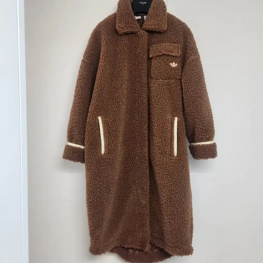 [BUNJANG] Adidas Jennie Sherpa Long Jacket Brown / 아디다스 뽀글이 제니 셰르파 롱 자켓