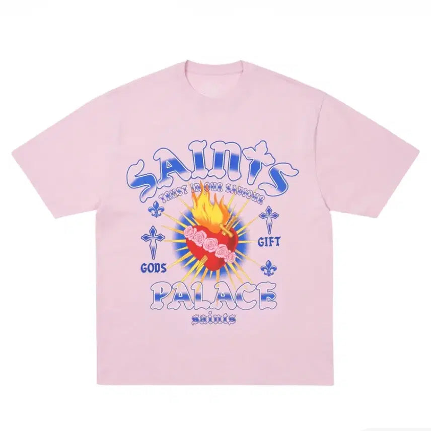 [BUNJANG] Palace God Gift Saint T-Shirt Pink 2XL / 2XL) 팔라스 갓 기프트 세인트 반팔 티셔츠 핑크
