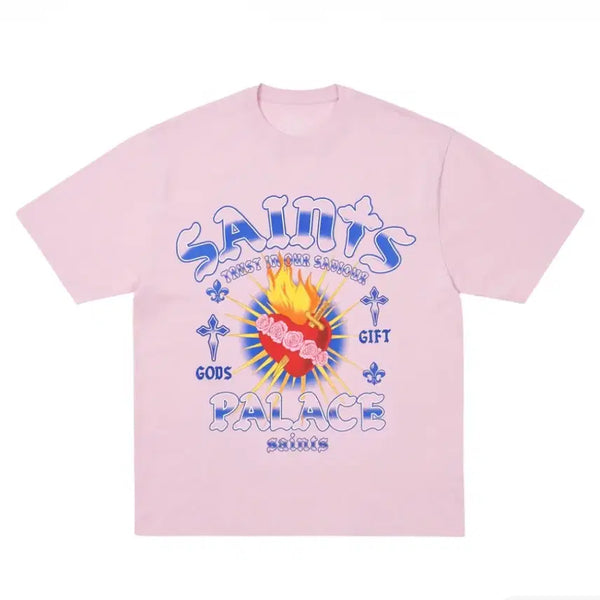 [BUNJANG] Palace God Gift Saint T-Shirt Pink 2XL / 2XL) 팔라스 갓 기프트 세인트 반팔 티셔츠 핑크