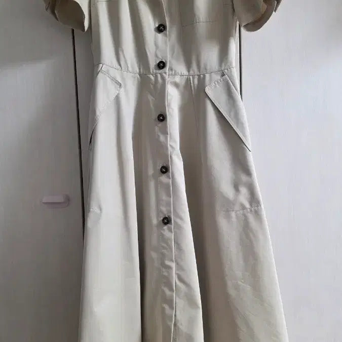 [BUNJANG] Mine Button-Up Belted Dress Beige / 한섬 Mine 마인 버튼업 벨티드 원피스 베이지