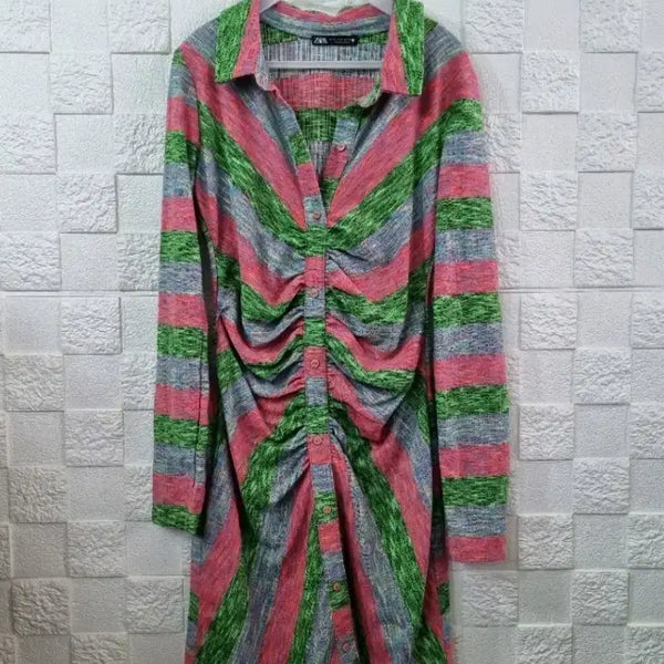[BUNJANG] Zara Striped Shirtdress / 자라 스트라이프 셔츠 원피스 S