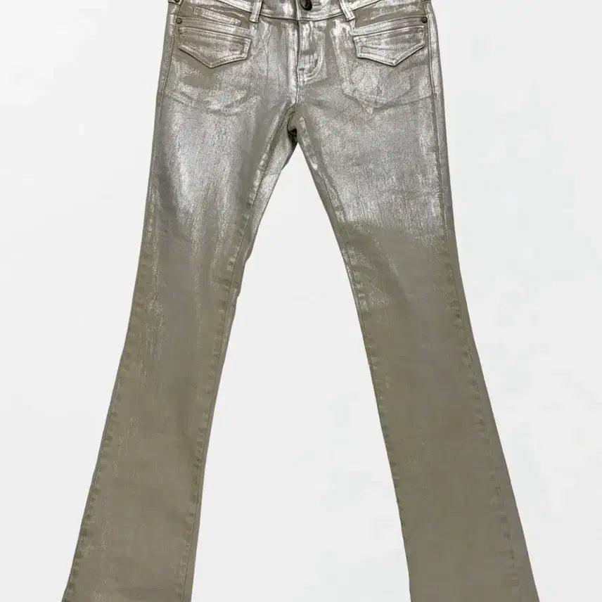 [BUNJANG] Sculptor Metallic Bootcut Denim Jeans Beige/Silver / 스컬프터 Metallic Bootcut Denim Beige/Silver