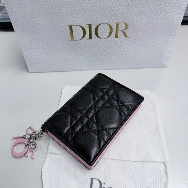 [BUNJANG] Dior Lady Dior Cannage Lambskin Card Holder Black / 디올 레이디 디올 까나쥬 양가죽 카드지갑 블랙