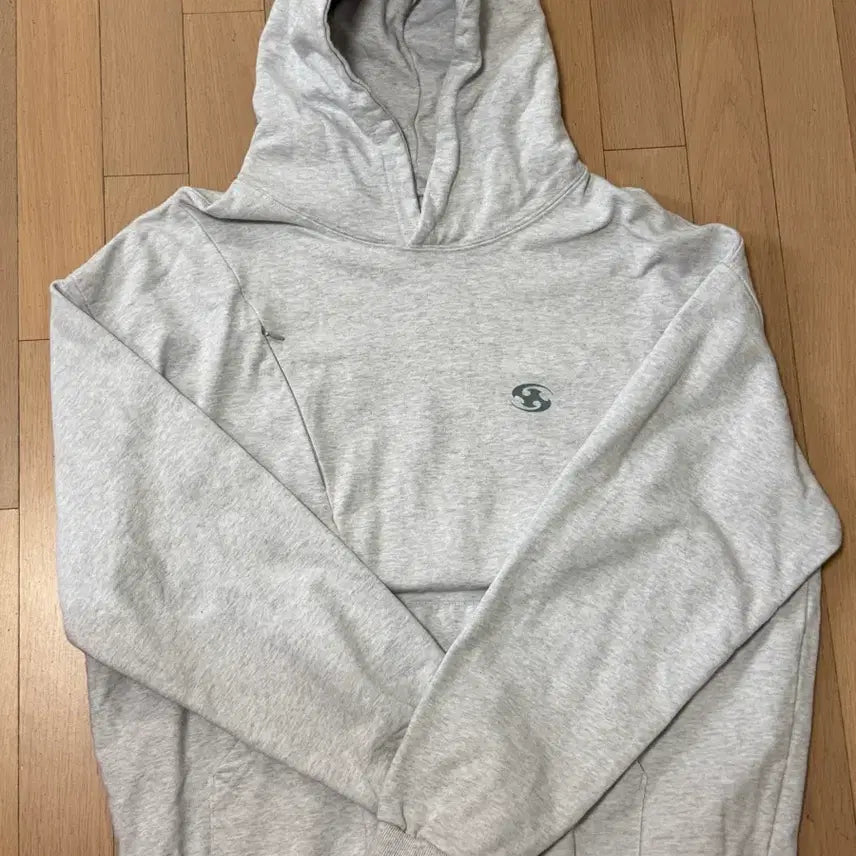 [BUNJANG] Sansan Gear Logo Hoodie White Melange / 산산기어 로고 후드 화이트 멜란지-22FW