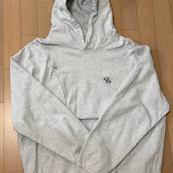 [BUNJANG] Sansan Gear Logo Hoodie White Melange / 산산기어 로고 후드 화이트 멜란지-22FW
