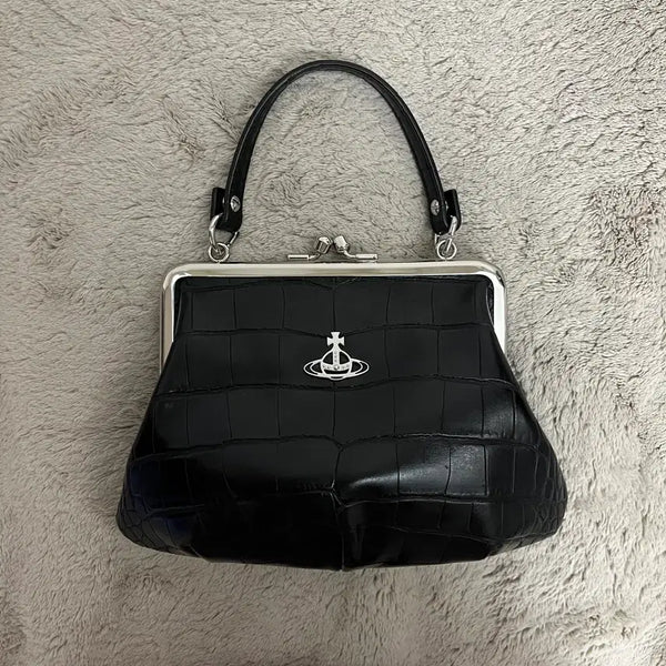 [BUNJANG] Vivienne Westwood Crocodile Leather Granny Purse Frame Bag Black / 풀박스) 비비안웨스트우드 가방 크로커다일 레더 그래니 펄스 프레임백 블랙