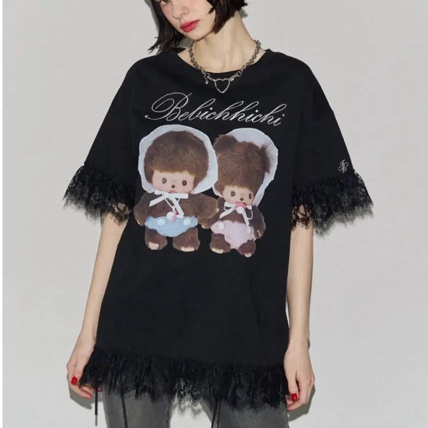 [BUNJANG] Jouetie Monchichi Rayon T-Shirt / Jouetie Monchichi 베베치치 쥬에띠 몬치치 레이 스 티셔츠
