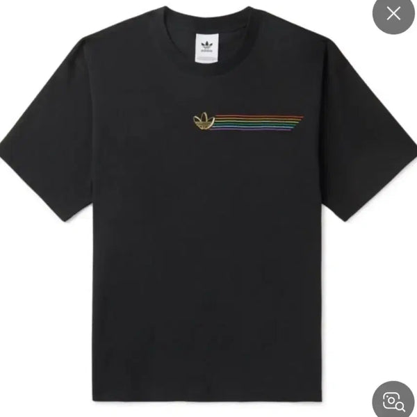 [BUNJANG] Adidas Pride Linear Short Sleeve T-Shirt Black XS / 아디다스  프라이드  리니어 반팔티 블랙 XS