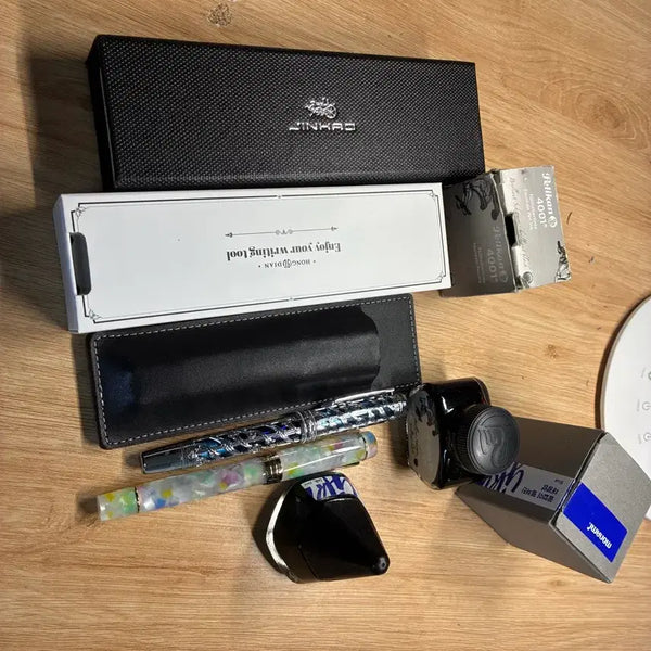 [BUNJANG] Beginner Fountain Pen Set with Ink and Leather Case / 입문용 만년필 세트 팝니다