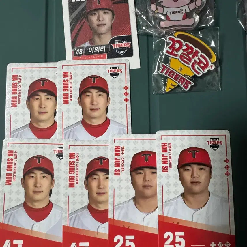 [BUNJANG] KBO Kia Tigers Ui-ri L. T-shirt Seal, Kkokalkon Badge, Keyring, Paldo Na Sung-bum, Han Jun-soo Card / kbo 기아타이거즈 이의리띠부씰 꼬깔콘 뱃지 키링 팔도 나성범 한준수 카드