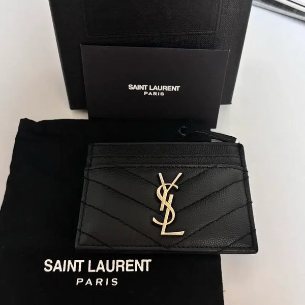 [BUNJANG] Saint Laurent Card Holder Black & Gold / 생로랑 카드지갑 풀박스 BLACK AND GOLD