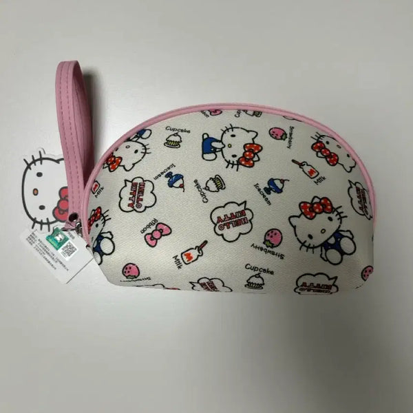 [BUNJANG] Sanrio Hello Kitty Pink Crescent Pouch / 산리오 헬로키티 패턴 핑크 반달 파우치