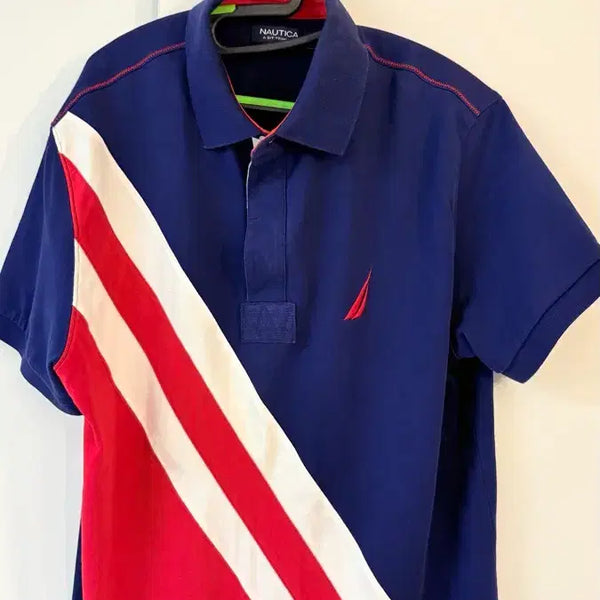 [BUNJANG] Nautica Colorblock Polo Shirt / 노티카 네이비/레드 배색 카라티 L