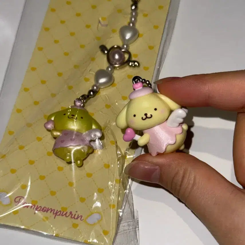 [BUNJANG] Sanrio Pompompurin Angel Yumemiru Strap & Gacha Keychain Bundle / 폼폼푸린 엔젤 유메미루 스트랩 가챠 일괄