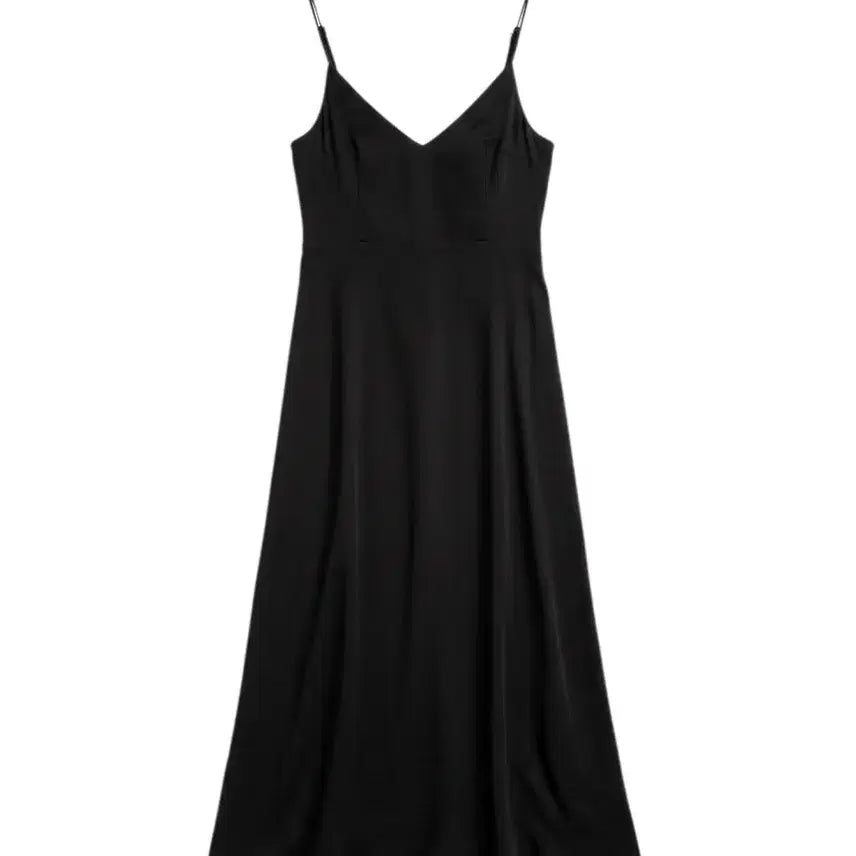 [BUNJANG] LUUL Black Ruched Strap Long Dress / 여성S/ LUUL 블랙 쭈글이 끈나시 롱원피스 빈티지킹
