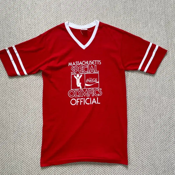 [BUNJANG] 1970s-1980s Coca-Cola Massachusetts Special Olympics Ringer Football T-Shirt / 7~80s 싱글 코카콜라 매사추세츠 올림픽 링거 풋볼 티셔츠