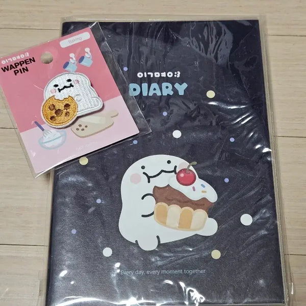 [BUNJANG] Anonymous Spring Notebook (Navy) & Anonymous & Kkegui Wappen Pin Bundle Set / 익명이 스프링 연습장 (네이비). 익명이&깨꾹이 와펜 핀 일괄