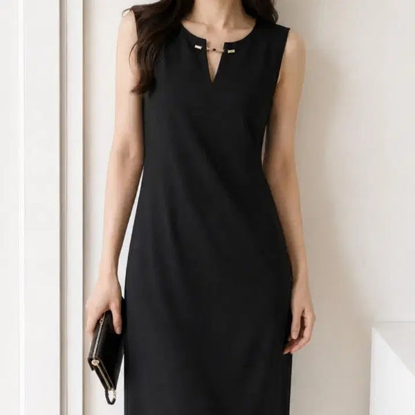 [BUNJANG] Calvin Klein Black Sleeveless V-Neck Dress / 켈빈클라인 블랙 민소매 V넥 원피스