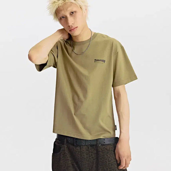 [BUNJANG] Thrasher Cropped T-Shirt Beige Large / 트레셔 크롭 반팔티 라지사이즈