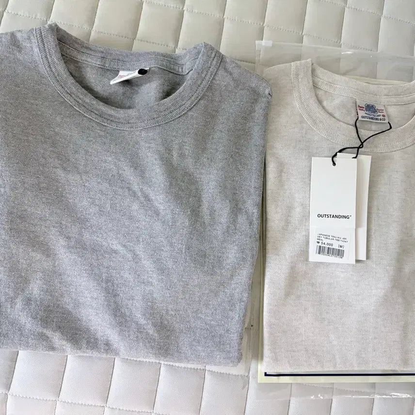 [BUNJANG] Outstanding Tubular Japanese Tenjiku Jersey T-shirt (Oatmeal + Gray, M) / 아웃스탠딩 튜블라 JAPANESE TENJIKU JERSEY TUBULAR TEE ( 오트밀 + 그레이 m )