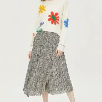 [BUNJANG] United Colors of Benetton Unbalanced Pleats Pattern Skirt Size 55 / 베네통 언밸런스 플리츠 패턴 스커트 55사이즈