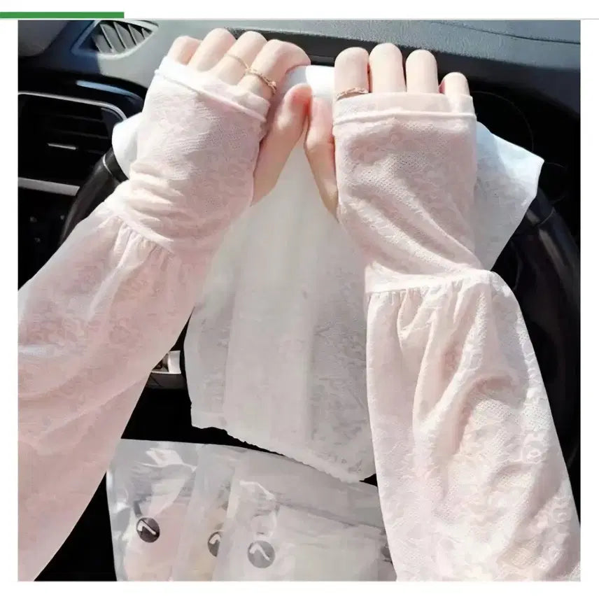 [BUNJANG] Lace Arm Sleeves Cooling Set (4 Pieces) / 레이스 손등커버 팔토시 쿨토시 4개세트 (무료배송)