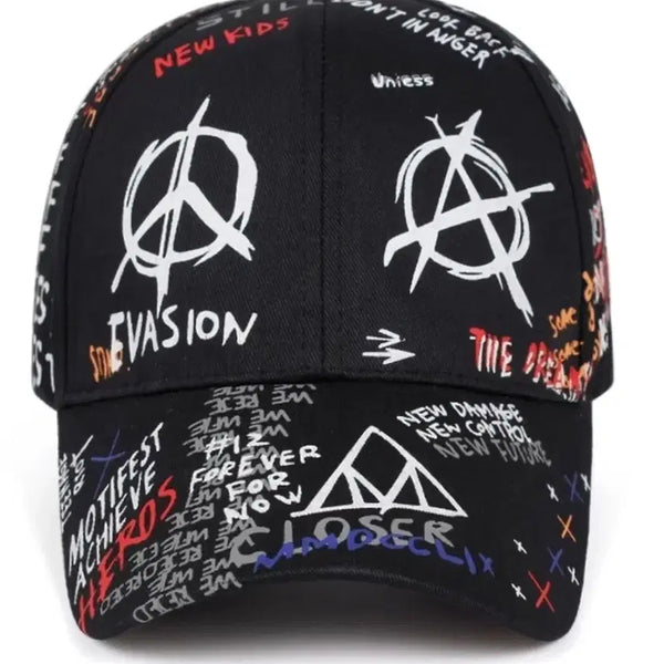 [BUNJANG] Graffiti Print Baseball Cap / 그래피티 프린트 야구 모자 캡모자 볼캡 펑크 락스타 긱시크 y2k mz