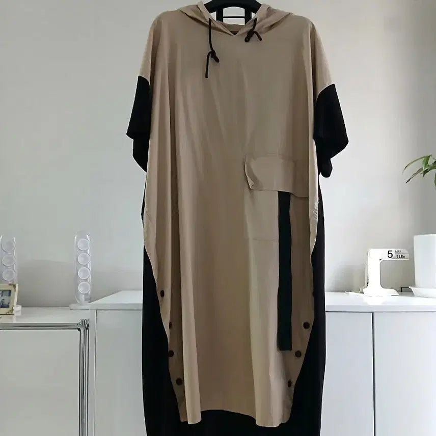[BUNJANG] Modern Color Block Hooded Dress / 모던한 배색 후드 원피스