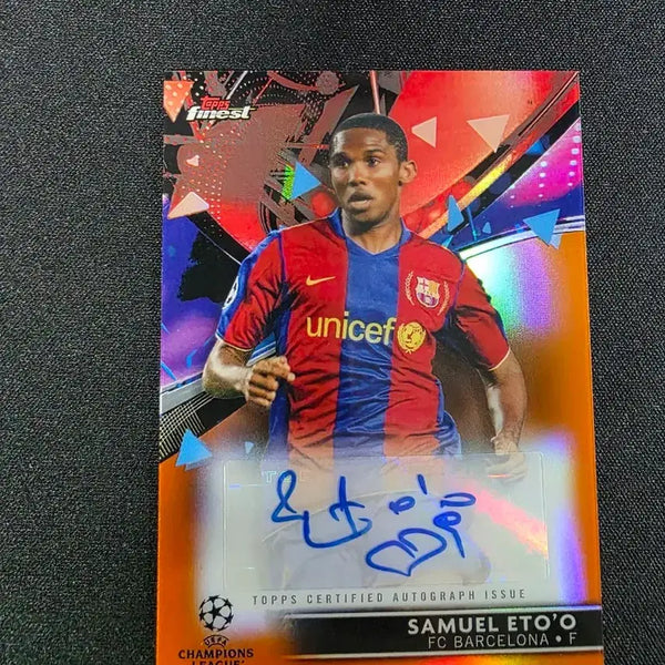 [BUNJANG] Topps Finest Samuel Eto Orange 25th Anniversary Jersey Number 9 Auto Card / 탑스 파이니스트 사무엘 에토 오렌지 25한정 오토 카드 저지넘버 9번 S급