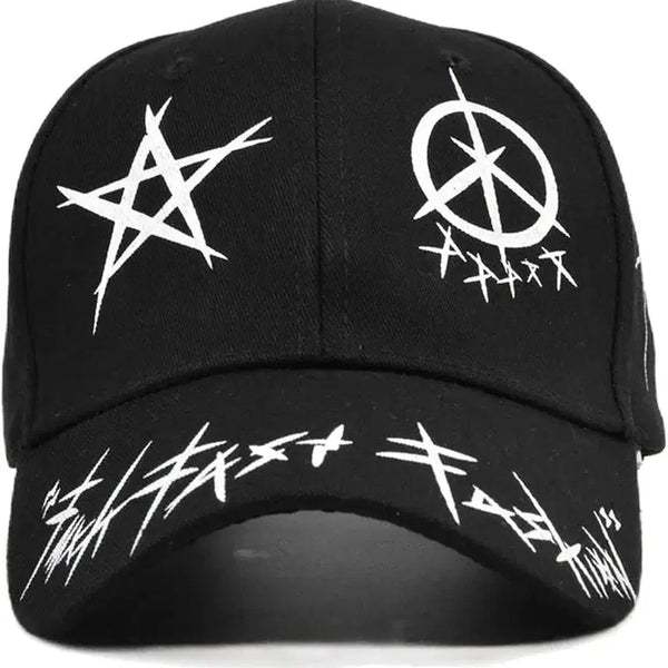 [BUNJANG] Graffiti Printing Baseball Cap / 펑크 힙합 락스타 긱시크 y2k 하라주쿠 mz 케이팝 블랙 야구 모자 볼캡 캡모자 그래피티 프린팅