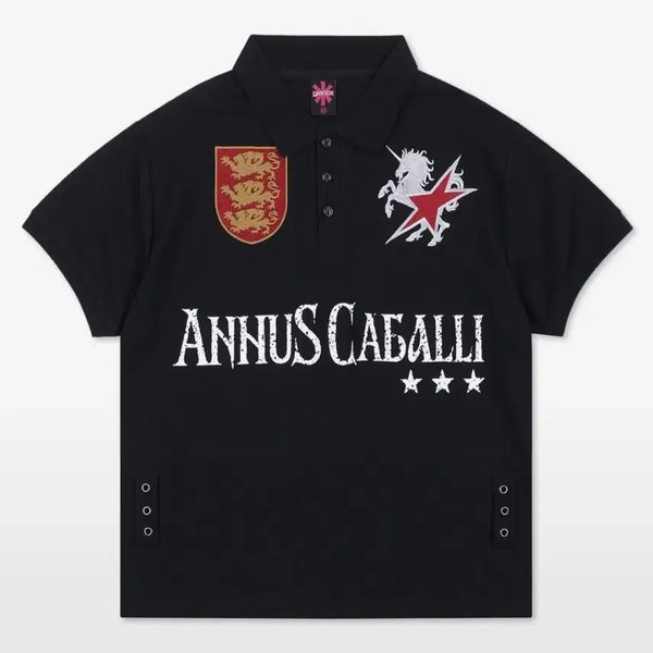 [BUNJANG] Glac GT184 Cavalli Kara T-Shirt (Black), Size M / 글랙 GT184 카발리 카라 티셔츠 (BLACK) m사이즈