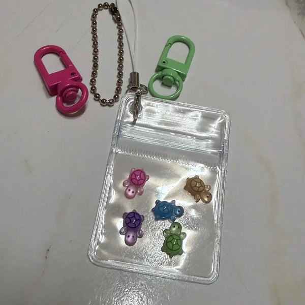 [BUNJANG] Lucky Turtle Charm Set Transparent Pouch Charm / 행운의 거북이 키링 투명 파우치 키링