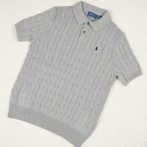 [BUNJANG] Polo Ralph Lauren Cable Short Sleeve Knit - Grey / 폴로 랄프로렌 케이블 반팔 니트 그레이