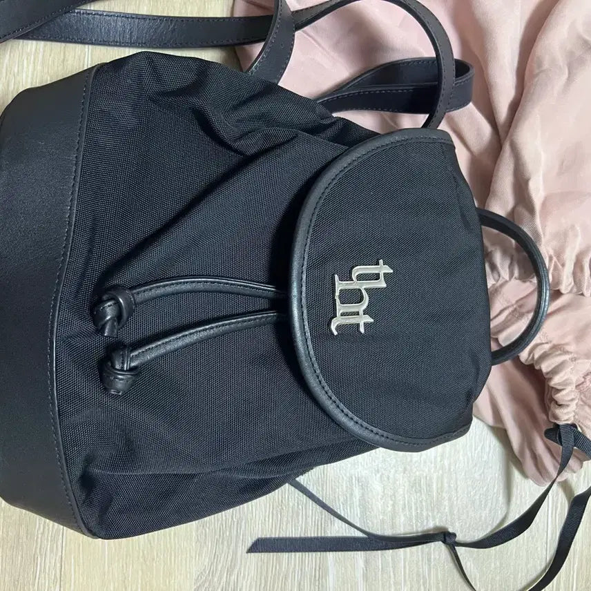 [BUNJANG] 3Times Leather Trim Backpack Black / 쓰리타임즈 백팩