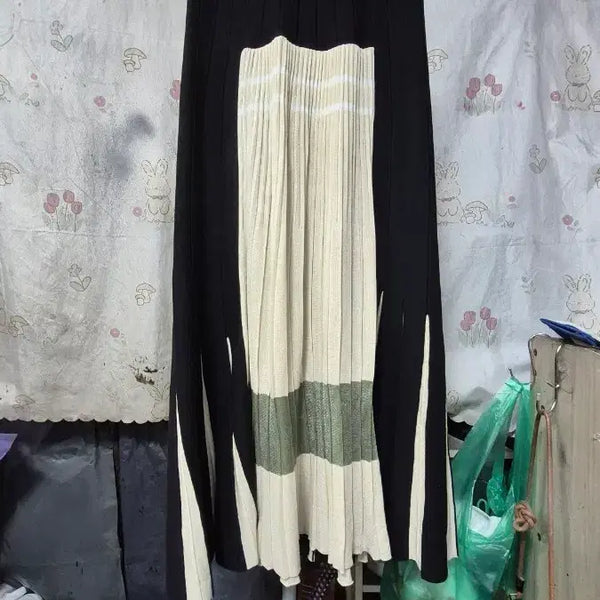 [BUNJANG] TIME Pleated Knit Waist Banding Long Skirt / 타임   플리츠...니트 밴딩  스커트