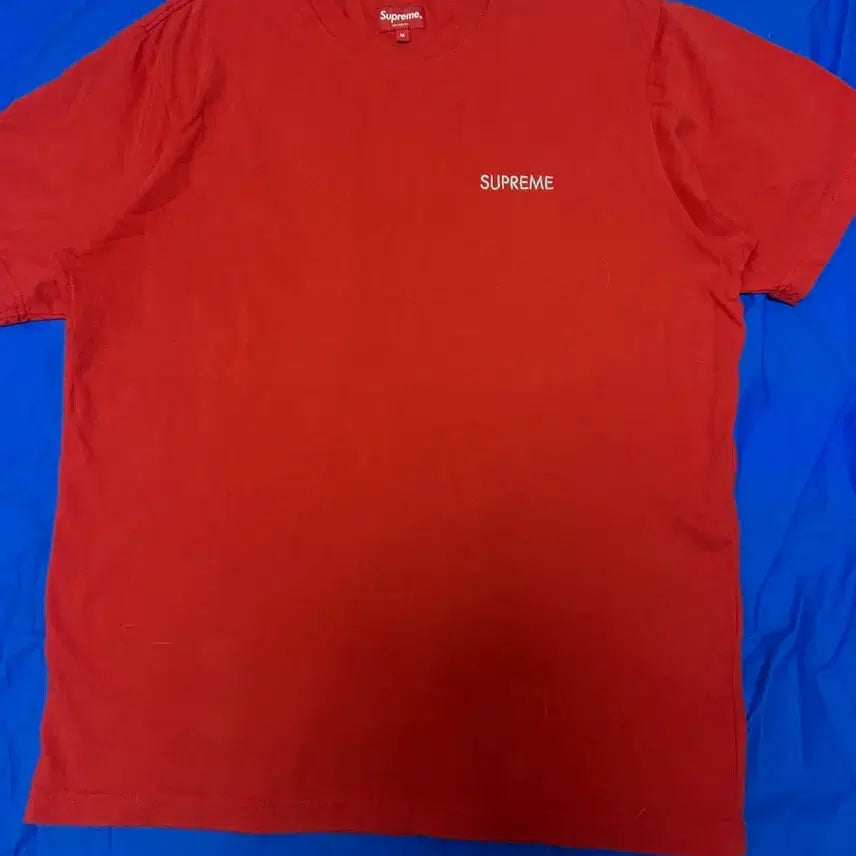 [BUNJANG] Supreme Embroidered Logo T-Shirt Red / 슈프림 자수로고 반팔티셔츠 레드