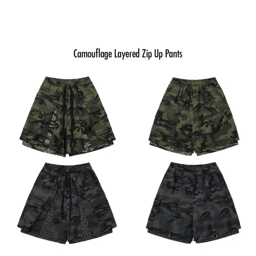 [BUNJANG] azo by azo Camouflage Layered Zip-Up Pants (Grey) / 아조바이아조 카모플라쥬 레이어드 집업 팬츠