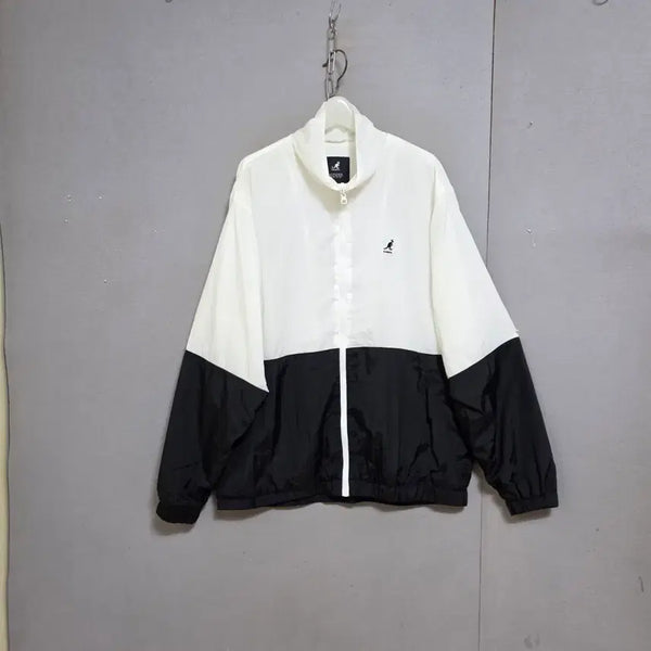 [BUNJANG] Kangol Windbreaker Jumper Jacket Nylon Black/White Size L / 캉골 바람막이 점퍼 L   n7208
